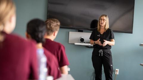 westmont nursing professor educating class